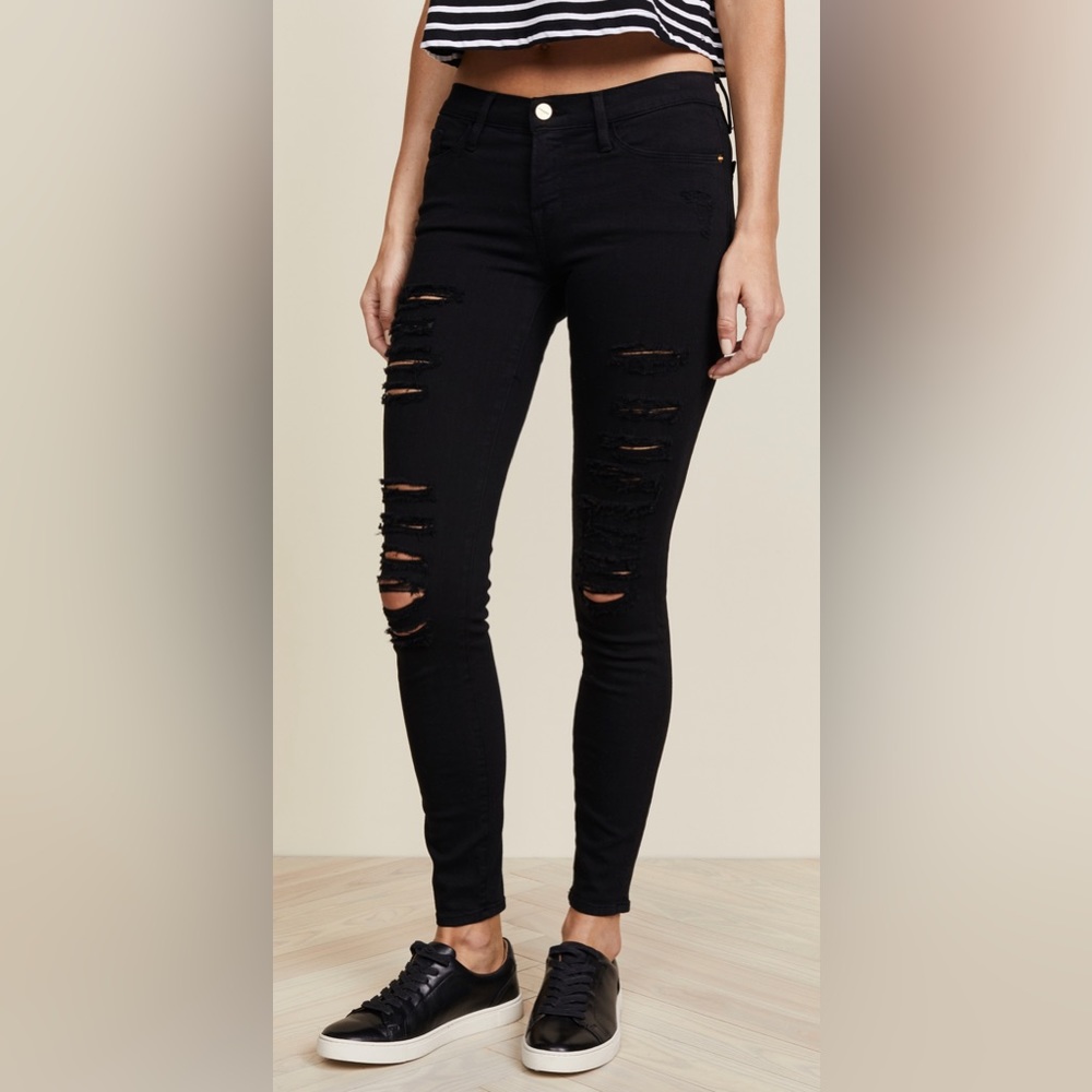 FRAME Le skinny de Jeanne distressed denim
